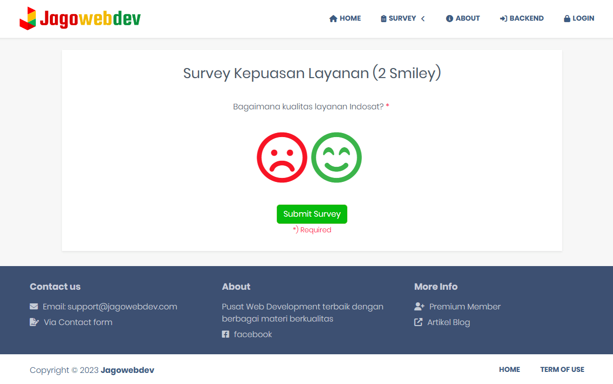 Survey Dengan Jawaban Dua Smiley